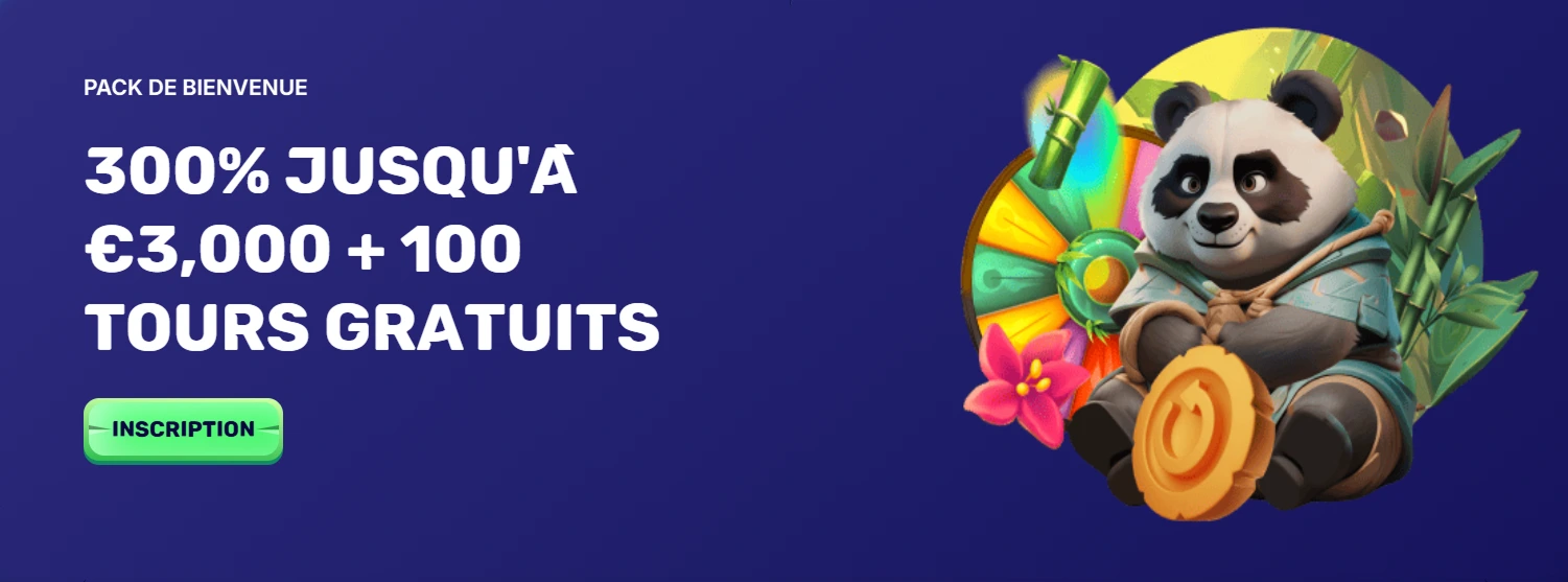 Bonus de bienvenue 300 % jusqu’à 3000 € et 100 free spins
