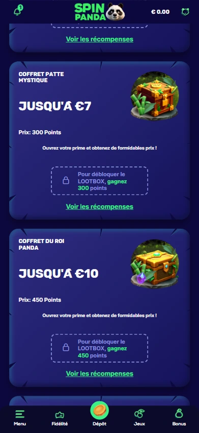 Coffrets mystère Spinpanda jusqu’à 10 € via points fidélité