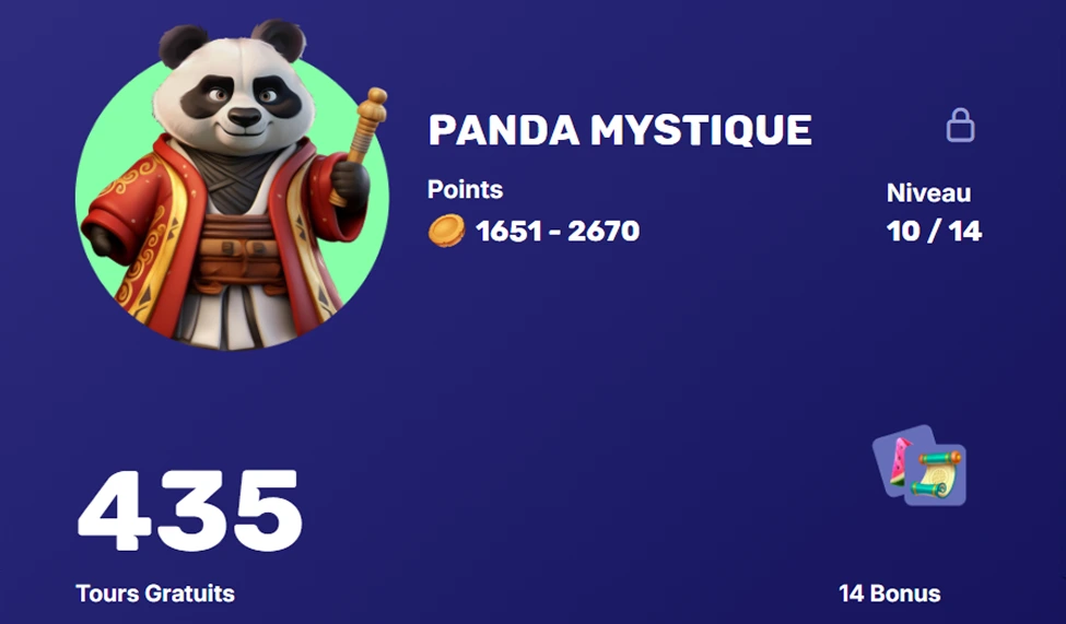 Panda Mystique avec 435 tours gratuits et 14 bonus